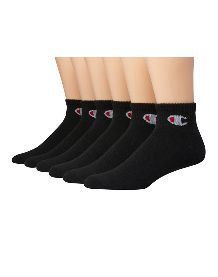 Women\'s Champion C Logo 6-pairs Socks Black | MASGV2596