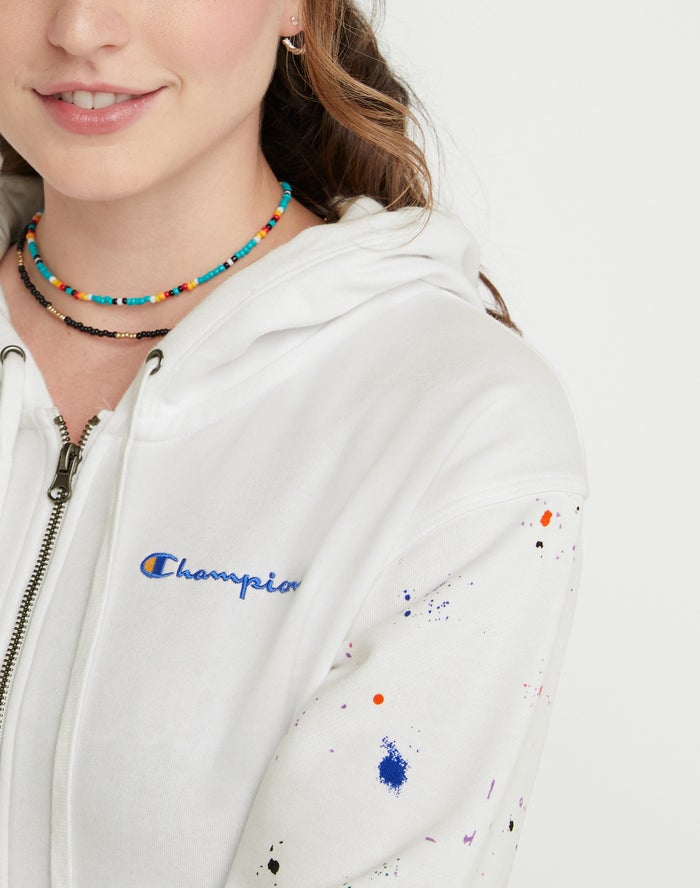 Women's Champion Campus French Terry Full-Zip Paint Splatter Jackets Grey | KGICX2170