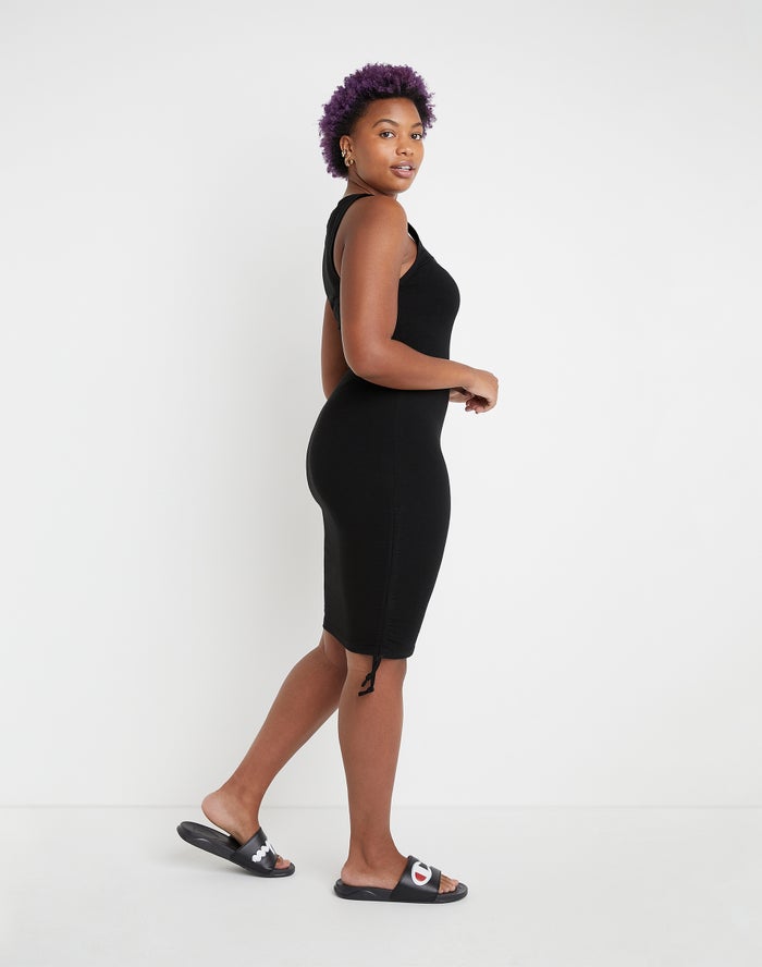 Women's Champion Everyday Ruched Dress Black | EFGBI2903