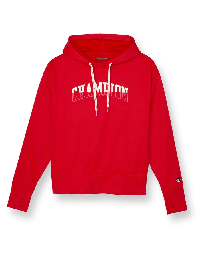 Women\'s Champion Game Day Graphic Block Logo Hoodie Red | VWJPD9042