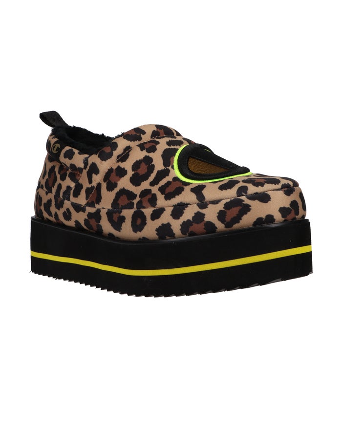 Women\'s Champion Hot Stuff Platform Slippers Black / Leopard | UNYRW4093