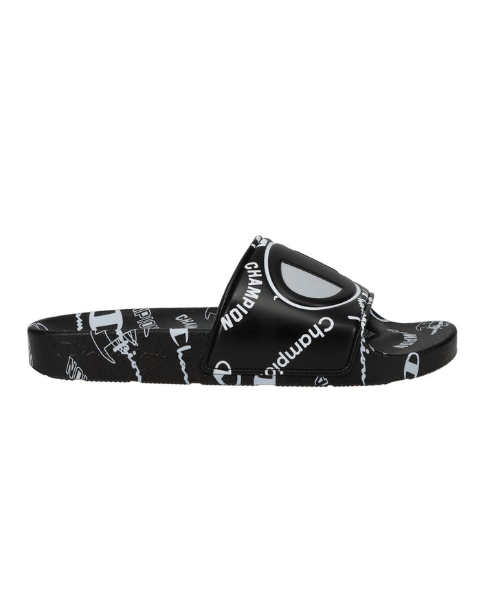 Women's Champion IPO All Over Print Slides Black / White | DQGLZ1564