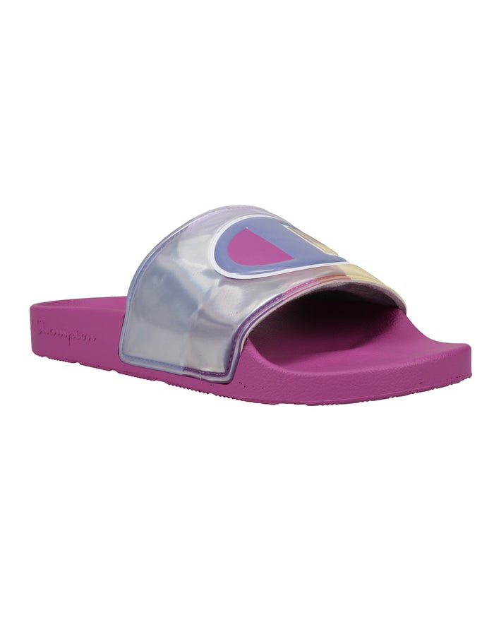 Women\'s Champion IPO Optic Slides Fuchsia Multicolor | DOCZY4352