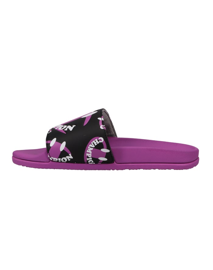 Women's Champion IPO Squish Smile Slides Fuchsia / Black | IMUVG1435