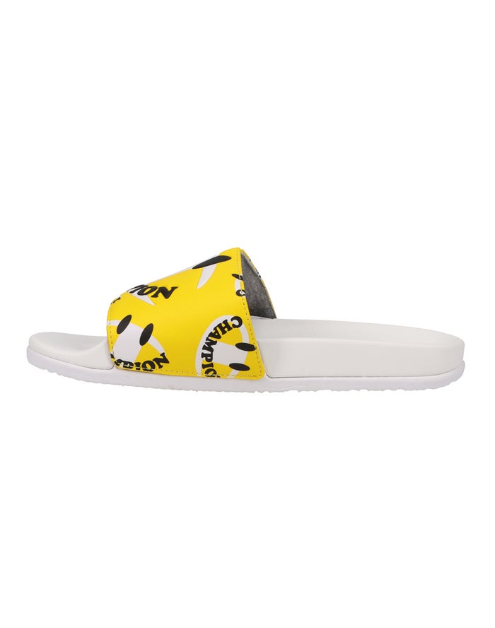 Women's Champion IPO Squish Smile Slides White / Yellow | TIUOF5197