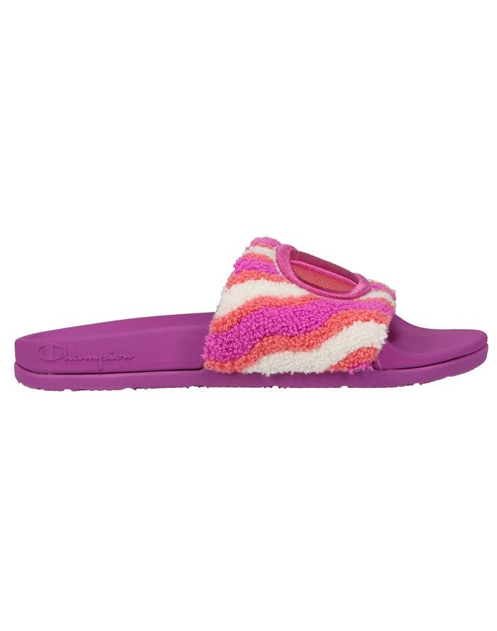 Women's Champion IPO Squish Waves Slides Fuchsia / Rose / White | QWBPJ1796