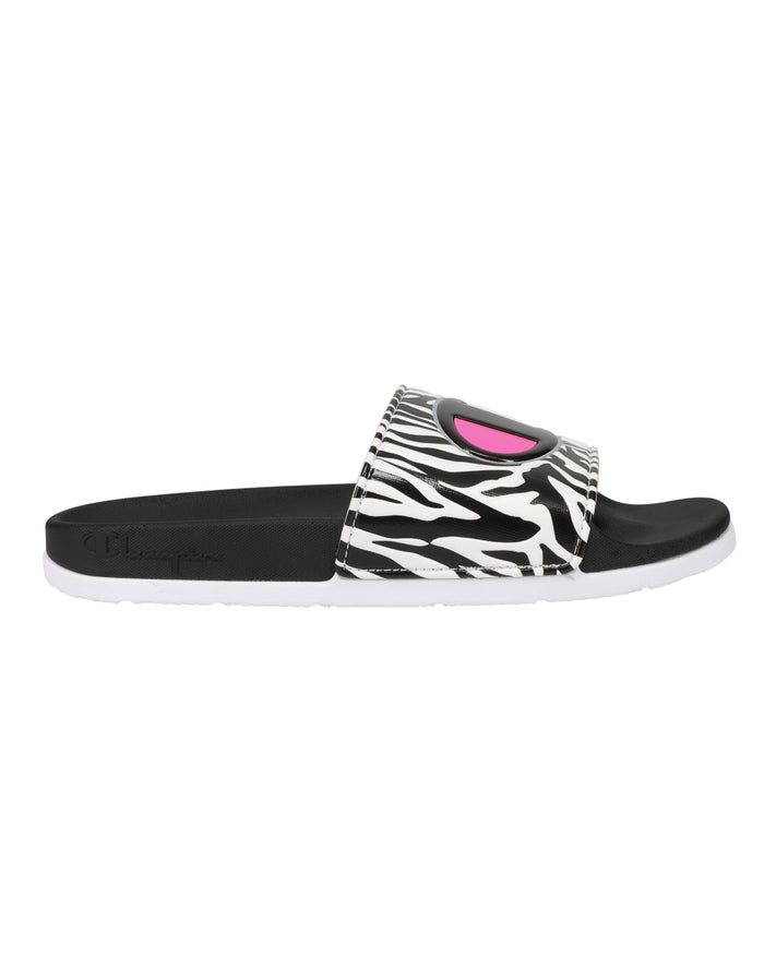 Women\'s Champion IPO Squish Wild Slides Black / White | PLXKO5019