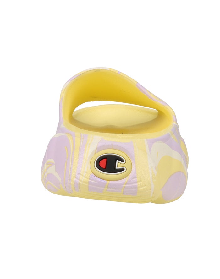 Women's Champion Meloso Squish Swirl Slides Yellow | LUGXI0235