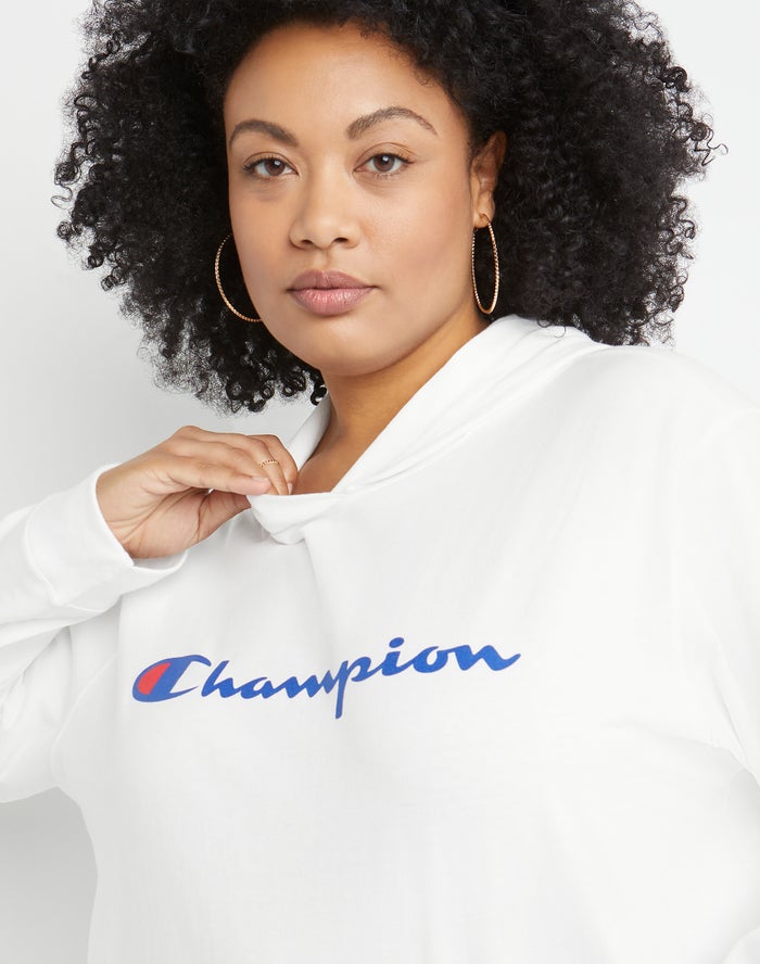 Women's Champion Middleweight Script Logo Hoodie Grey | EUPSH1437