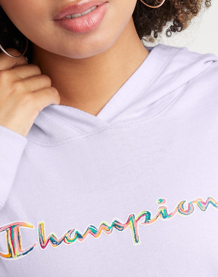 Women's Champion Middleweight Script Logo Hoodie Mint Green | RWLPF8964