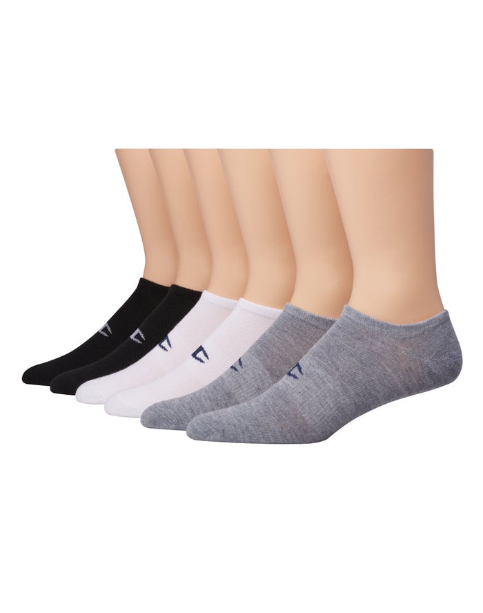 Women\'s Champion No-Show 6-pairs Socks Black | XWDRJ7306