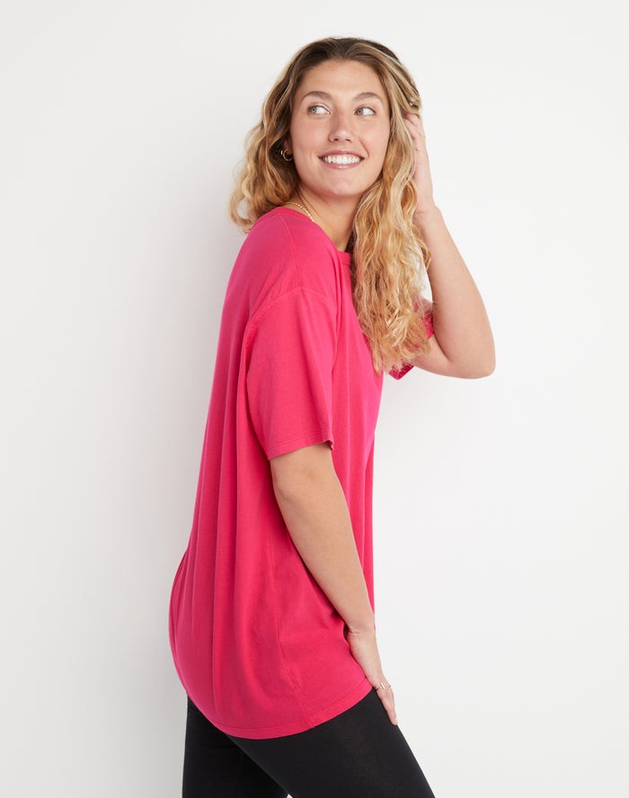 Women's Champion Oversized Washed T Shirts Pink | SMAJN1620