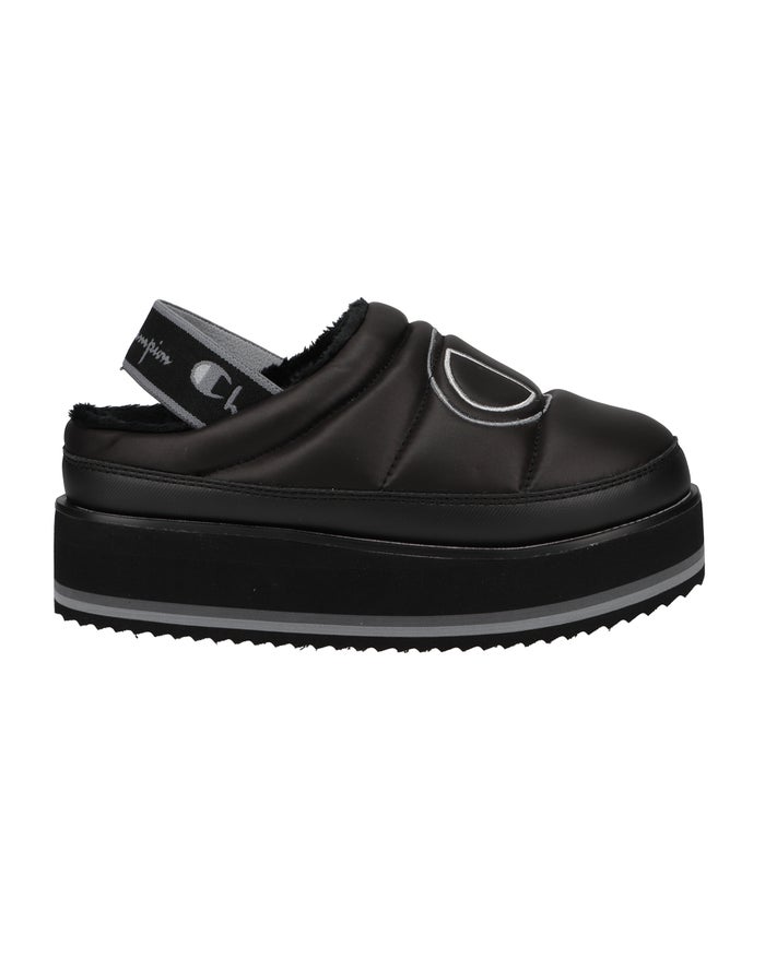 Women's Champion Platform Slippers Black | YAWUJ2415