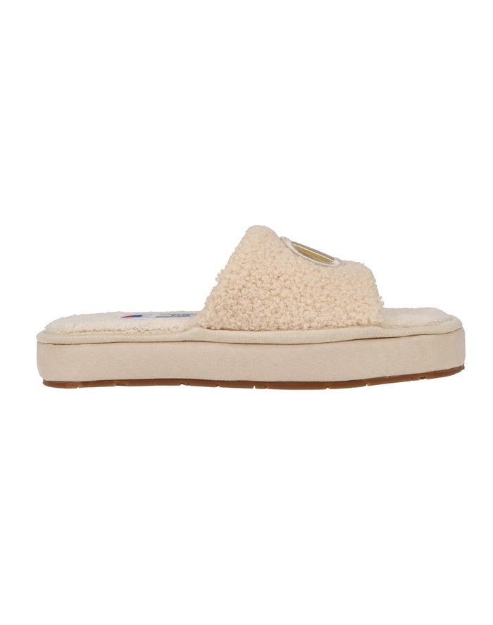 Women's Champion Plush Cozy Gum Slippers Beige / Khaki | UJIHE8192