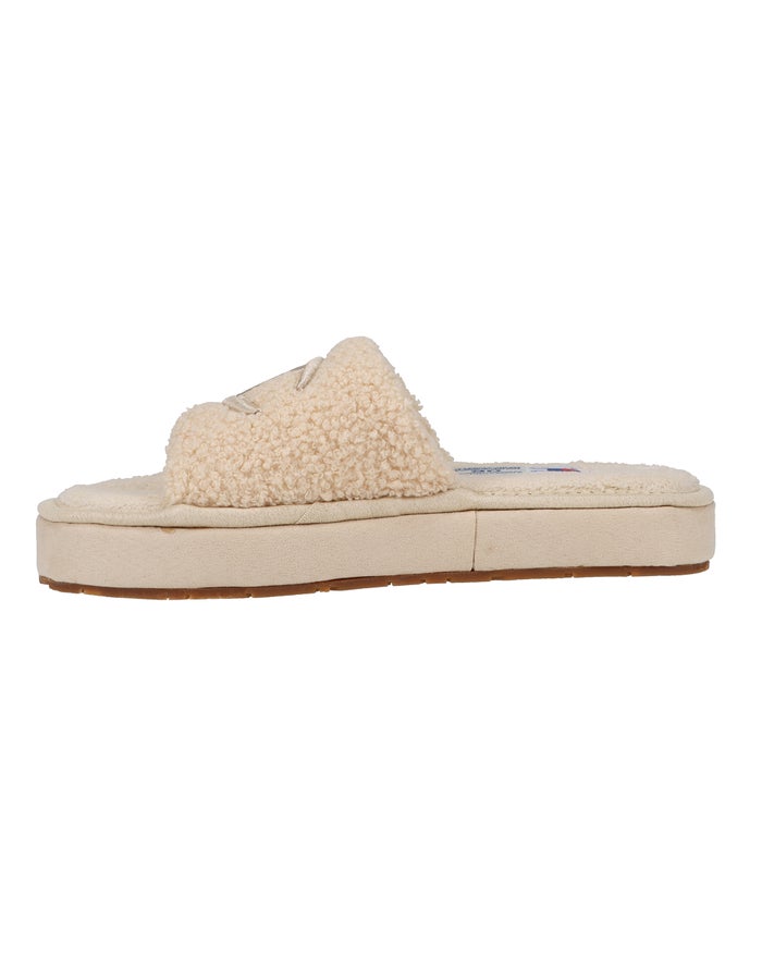 Women's Champion Plush Cozy Gum Slippers Beige / Khaki | UJIHE8192