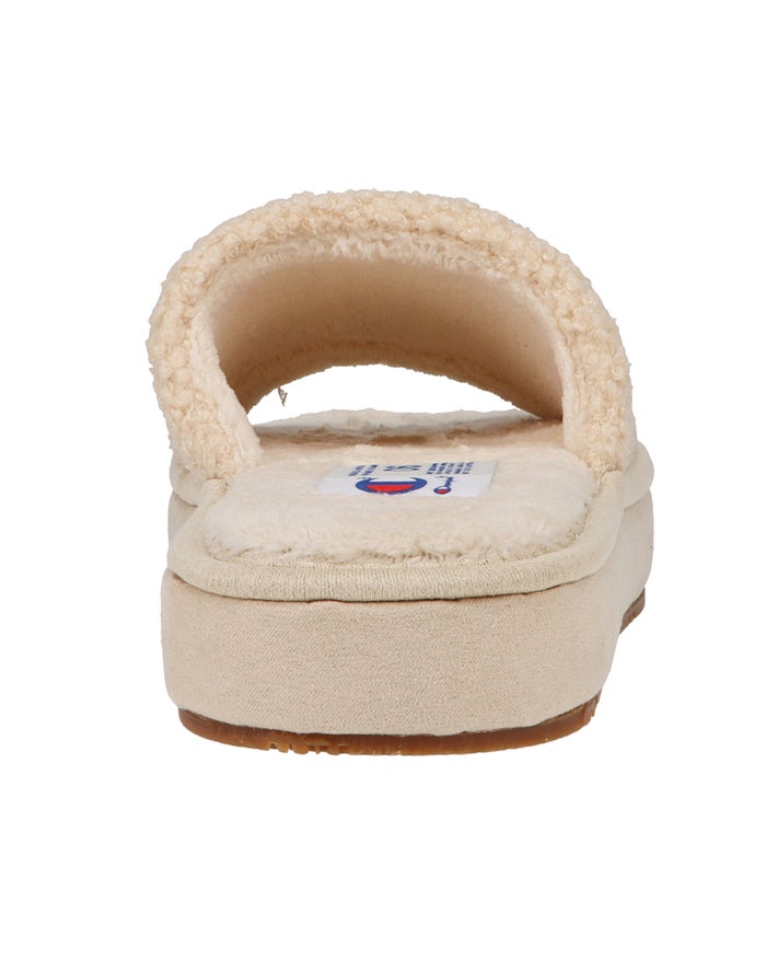 Women's Champion Plush Cozy Gum Slippers Beige / Khaki | UJIHE8192