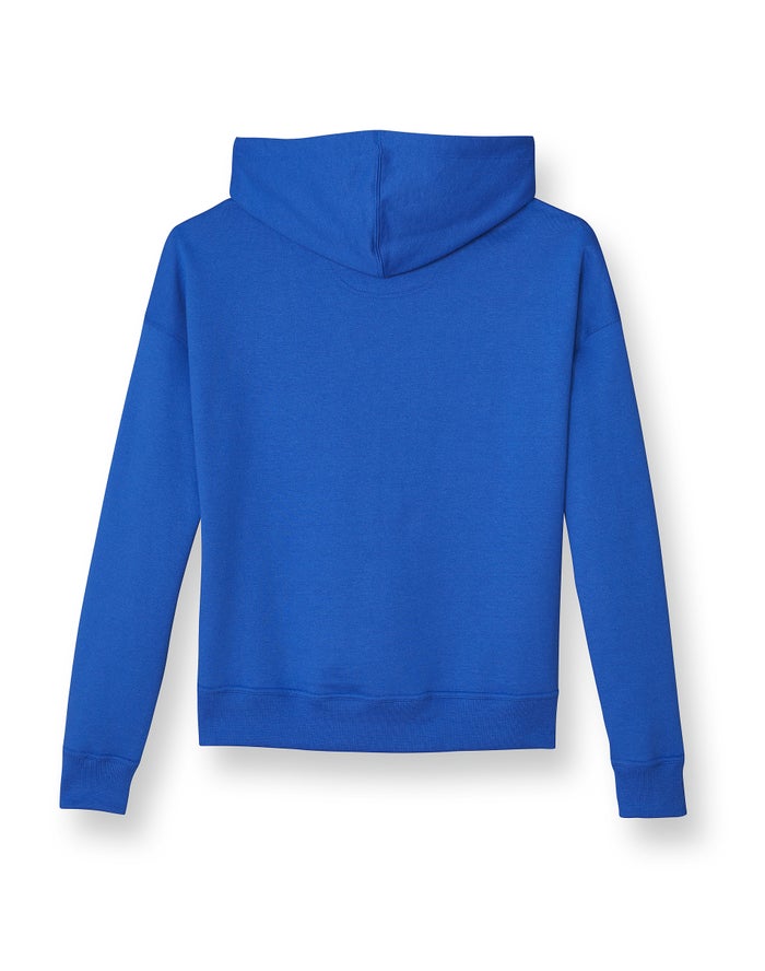 Women's Champion Powerblend Fleece Bubble Circle Logo Hoodie Deep Blue | YTNOZ6158