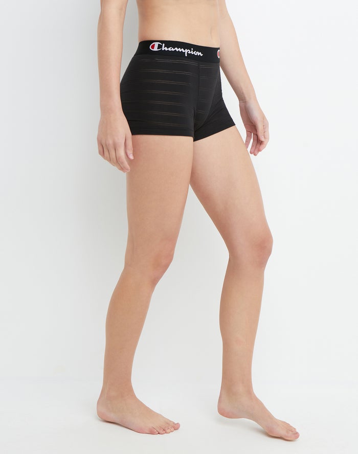 Women's Champion Ribbed 1-pair Underwear Black | EFLDK1384