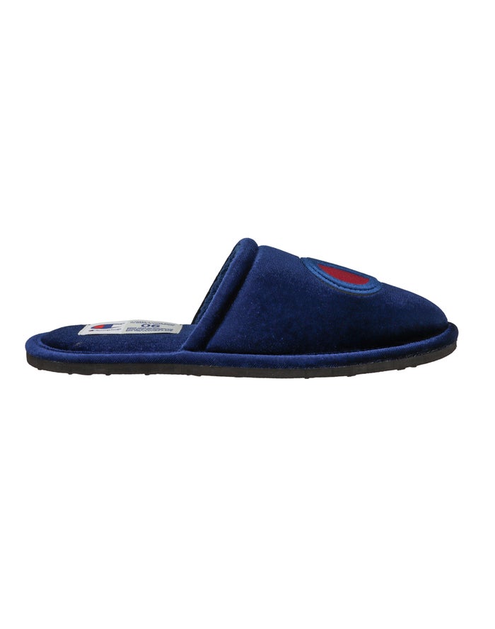 Women's Champion Sleepover Velvet Inari Slippers Navy | KBMFP0685