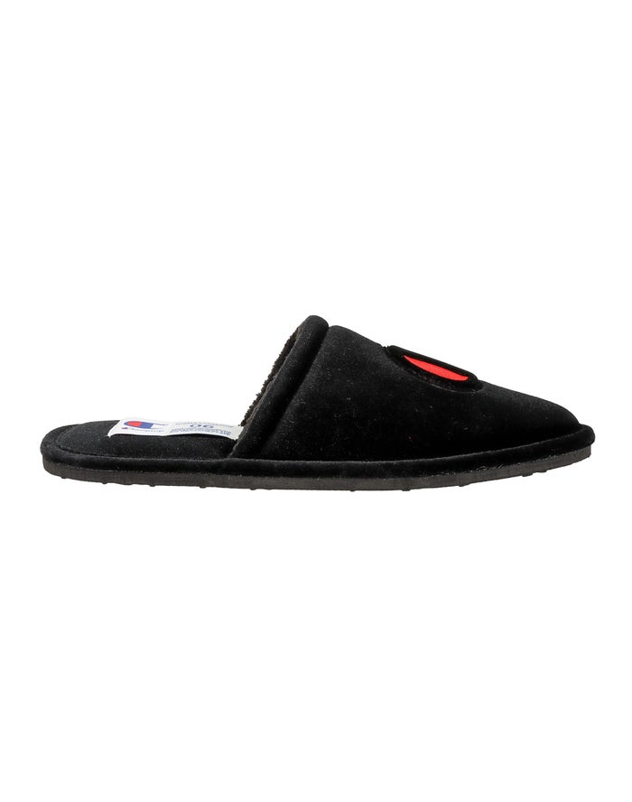 Women's Champion Sleepover Velvet Slippers Black / Deep Red | IFRSW8760