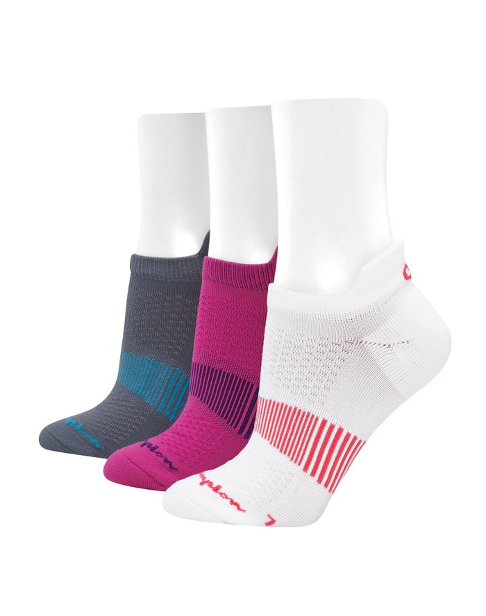 Women\'s Champion Sport 3-Pairs Socks White / Fuchsia / Grey | TSWCO0254