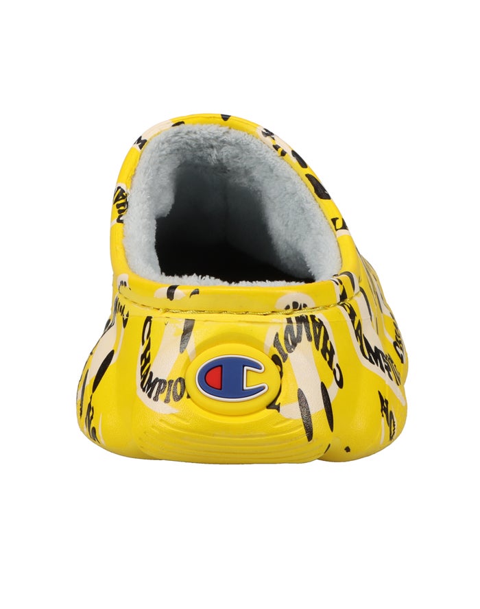 Women's Champion Super Meloso Smile Slides Yellow / White | AQJFY4012