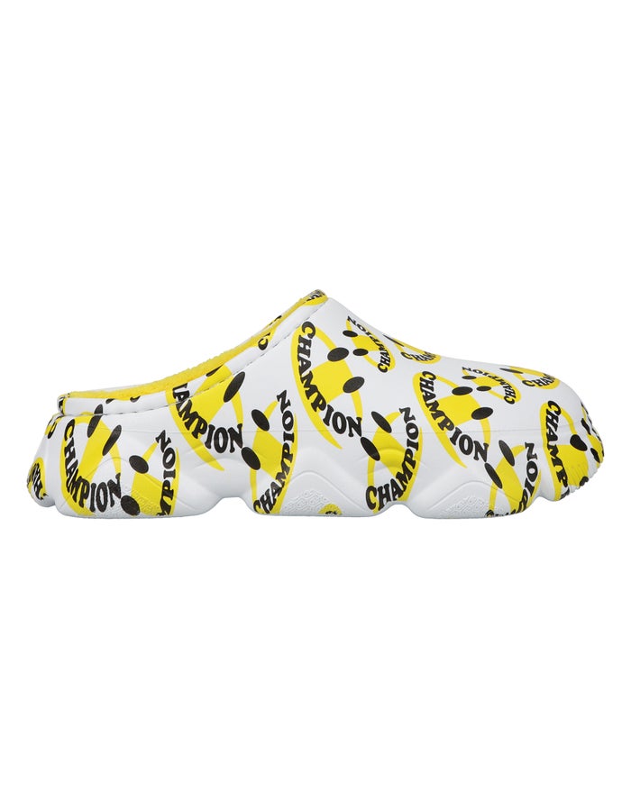 Women's Champion Super Meloso Smile Slides White / Yellow | OTKIM5279