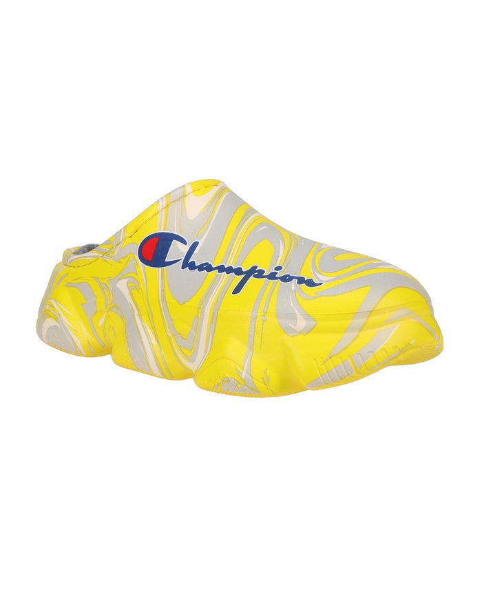 Women\'s Champion Super Meloso Swirl Slides Yellow | MZOEL6398