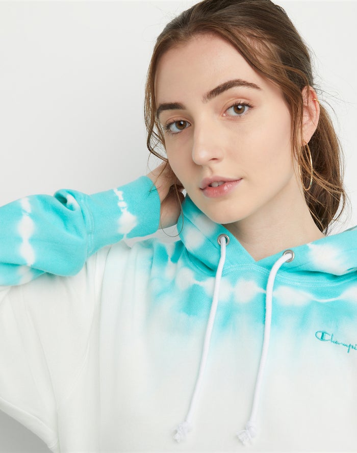 Women's Champion Wave-Dye Oversized Lightweight Fleece Hoodie White / Coral | ZNXSO5732